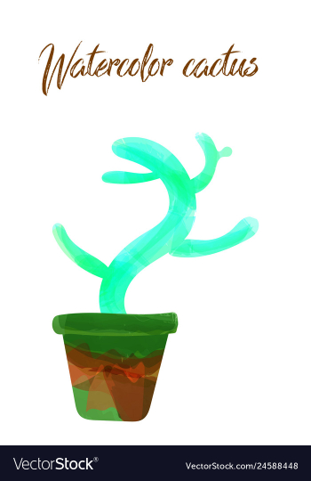Cactus isolated on white background watercolor vector image Cactus isolated on white background watercolor vector image