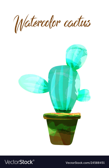 Cactus isolated on white background watercolor vector image Cactus isolated on white background watercolor vector image