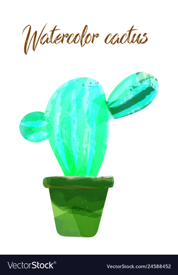 Cactus isolated on white background watercolor vector image Cactus isolated on white background watercolor vector image