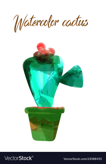 Cactus isolated on white background watercolor vector image Cactus isolated on white background watercolor vector image