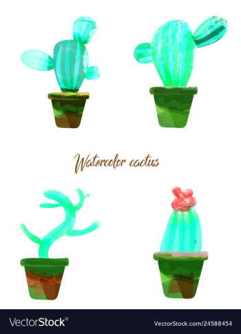 Cactus isolated on white background watercolor vector image Cactus isolated on white background watercolor vector image