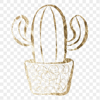 Cactus png sticker, gold aesthetic | Free PNG Illustration - rawpixel