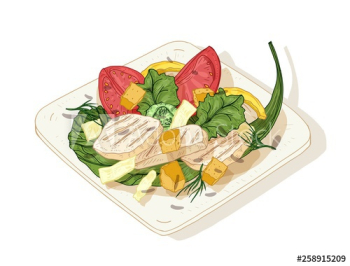 Caesar salad on plate isolated on white background Caesar salad on plate isolated on white background