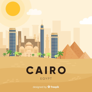 Cairo skyline composition with flat design Cairo skyline composition with flat design
