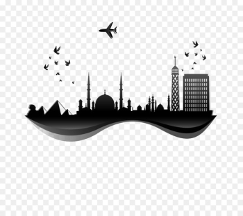 Cairo Skyline Illustration - Egypt National Tourist landmarks creative 
