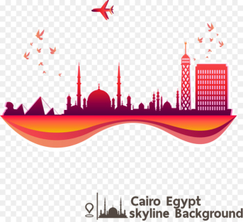 Cairo Skyline Illustration - Vector Egypt tourist map Cairo Skyline Illustration - Vector Egypt tourist map