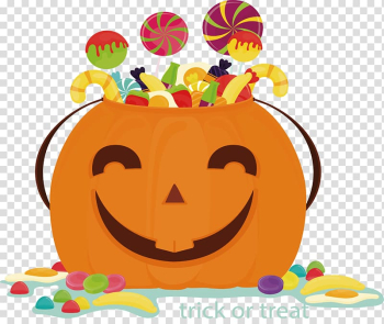 Calabaza Lollipop Pumpkin Candy Jack-o-lantern, Smiley pumpkin basket transparent background PNG clipart