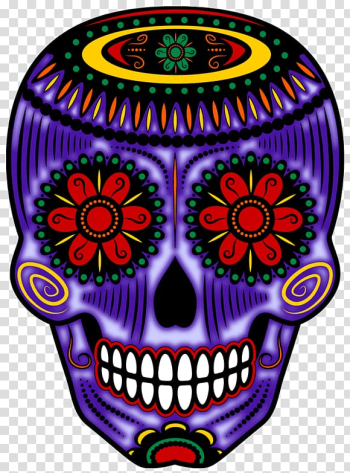 Calavera Skull Day of the Dead Altar Halloween, color skull transparent background PNG clipart