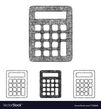 Calculator icon set - sketch line art vector image Calculator icon set - sketch line art vector image