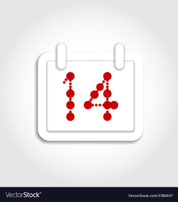 Calendar icon for Valentines day on 14th february vector image Calendar icon for Valentines day on 14th february vector image