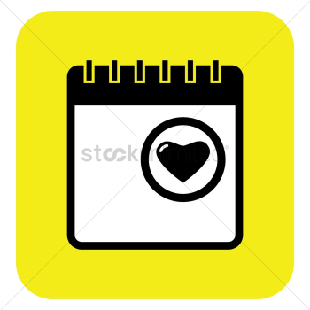 Calendar with heart shaped sign Calendar with heart shaped sign