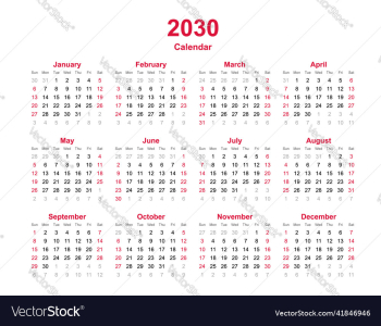 calendar year 2030 calendar year 2030