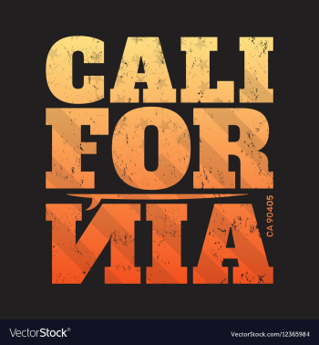 California tee print with surfboard vector image California tee print with surfboard vector image