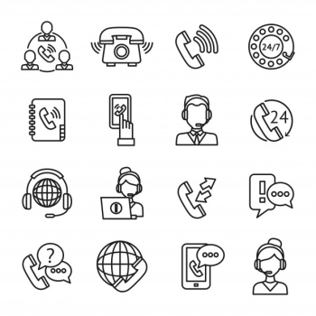 Call center outline icons set Free Vector Call center outline icons set Free Vector