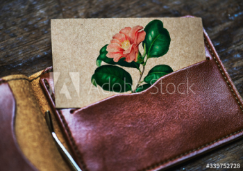 Calling card mockup in a wallet Calling card mockup in a wallet