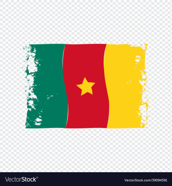 cameroon flag transparent watercolor painted brush