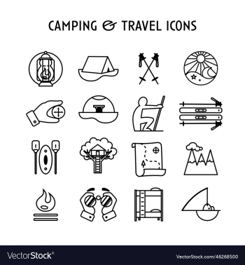 camping and travel icons camping and travel icons