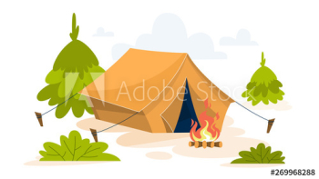 Camping tent and the campfire Camping tent and the campfire