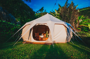 Camping Tent on Grass Lawn Camping Tent on Grass Lawn
