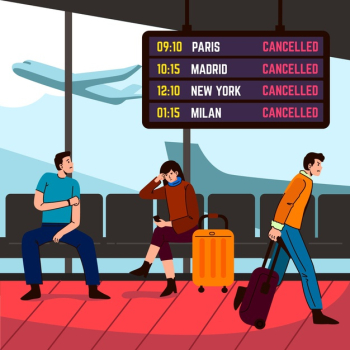 Cancelled flight people waiting at the airport Free Vector Cancelled flight people waiting at the airport Free Vector