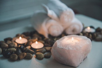 Candle In Natural Stone Holder Candle In Natural Stone Holder