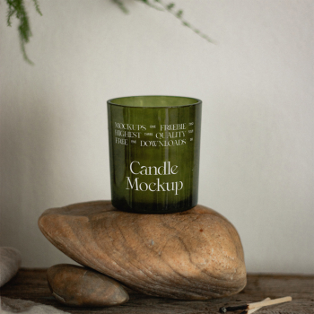 Candle on Stone PSD Mockup Candle on Stone PSD Mockup