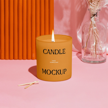 Candle with Flower Mockup Candle with Flower Mockup