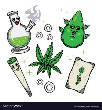 cannabis set cartoon