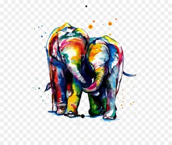 Canvas print Watercolor painting Printmaking Printing - Color Elephant 