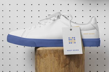 Canvas sneakers label mockup, footwear | Free PSD Mockup - rawpixel