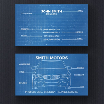 Car blueprint business card template