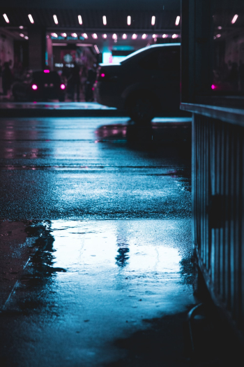 Car Parked on Wet Road Car Parked on Wet Road