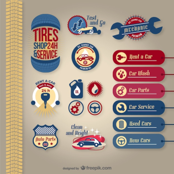 Car service labels collection Car service labels collection
