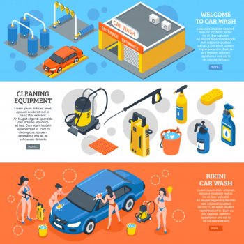 Car wash isometric banners set Free Vector Car wash isometric banners set Free Vector
