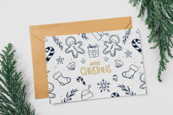 Card and envelope mockup with christmas concept Free Psd Card and envelope mockup with christmas concept Free Psd