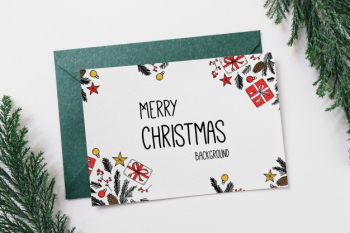 Card and envelope mockup with christmas concept Free Psd Card and envelope mockup with christmas concept Free Psd