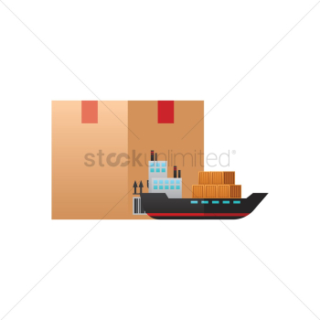 Cardboard box with ship Cardboard box with ship
