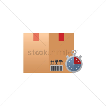 Cardboard box with stopwatch Cardboard box with stopwatch