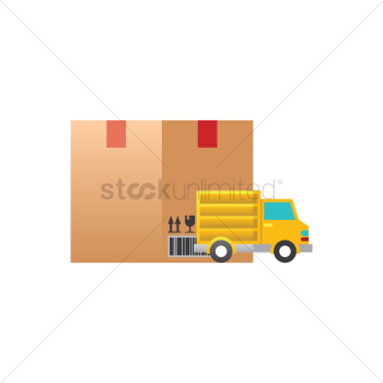 Cardboard box with truck Cardboard box with truck