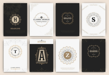 Cards with ornamental logos Cards with ornamental logos