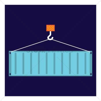 Cargo container hoisted by hook Cargo container hoisted by hook