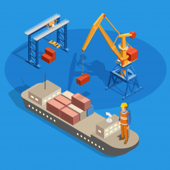 Cargo ship isometric composition Free Vector Cargo ship isometric composition Free Vector