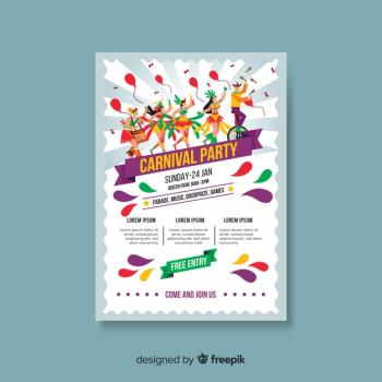 Carnival party poster template Free Vector Carnival party poster template Free Vector