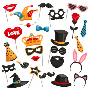 Carnival photo booth party icon set Free Vector Carnival photo booth party icon set Free Vector