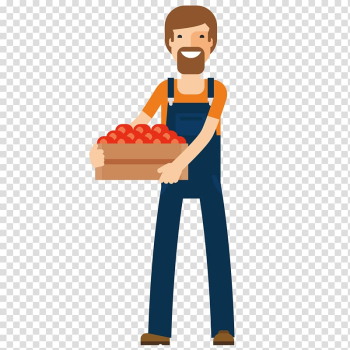 Cartoon Animation, Holding the persimmon uncle transparent background PNG clipart