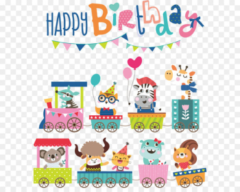 Cartoon Birthday Illustration - Vector birthday card cartoon animals 