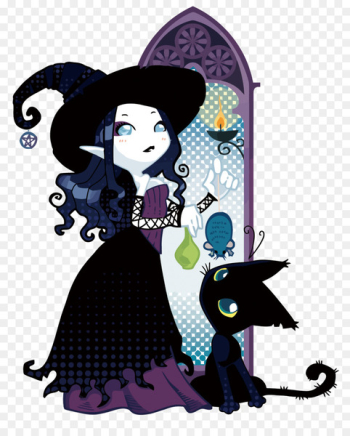 Cartoon Black cat Illustration - Vector witch and black cat Cartoon Black cat Illustration - Vector witch and black cat