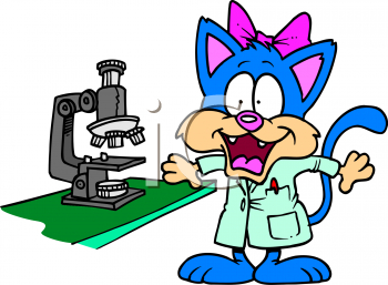 Cartoon cat scientist using a microscope - Royalty Free Clip Art ...