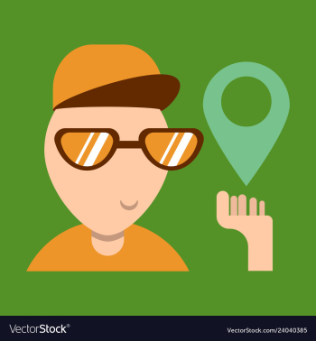 Cartoon character boy holding smartphone with vector image Cartoon character boy holding smartphone with vector image