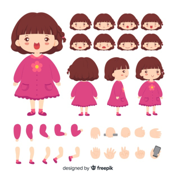 Cartoon character cute girl template Cartoon character cute girl template